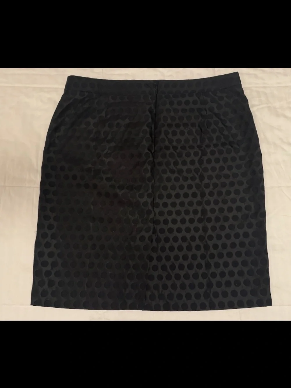 J.Crew The Pencil Skirt Black Sateen Polka Dot Knee Length Size 14 Career GUC